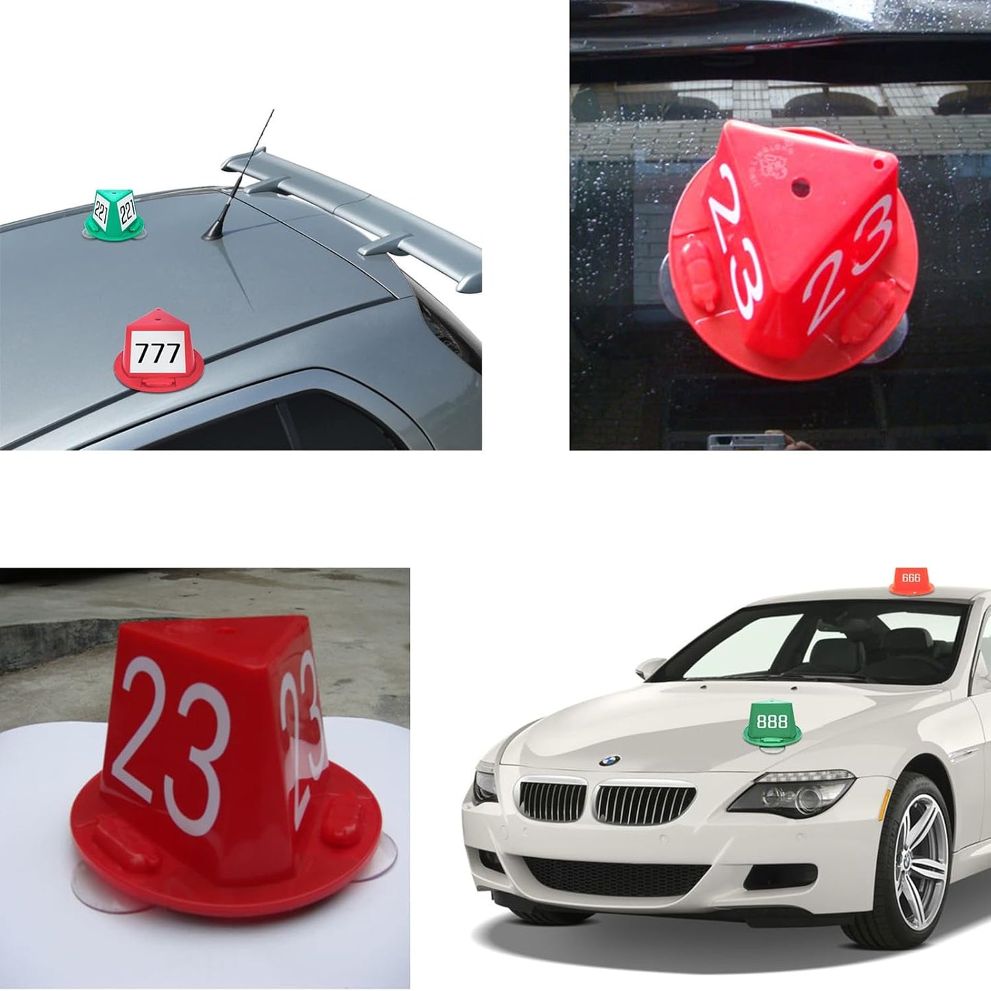 Magnetic Roof Toppers, Suction Cup Car Top Hats, Set of 10 with Dry Erase Panels, Double Adsorption Dual Use Magnetic Car Top Hats