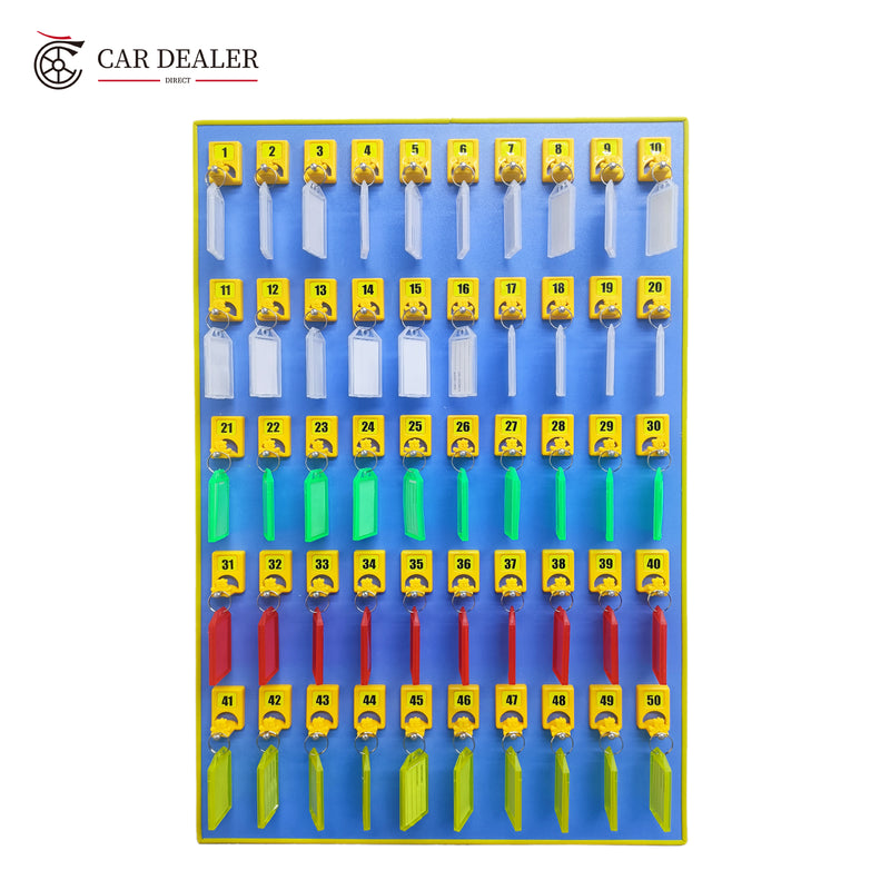 50-Key Wall Mounted Key Holder Board – Blue & Yellow
