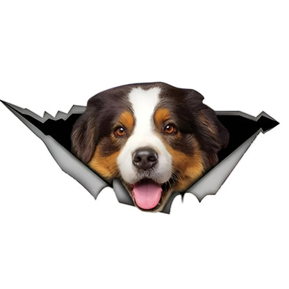 2PCS Car Sticker Brown Australian Shepherd 3D Ripped Sticke, Funny Bumper/ Car Window Waterproof Decor