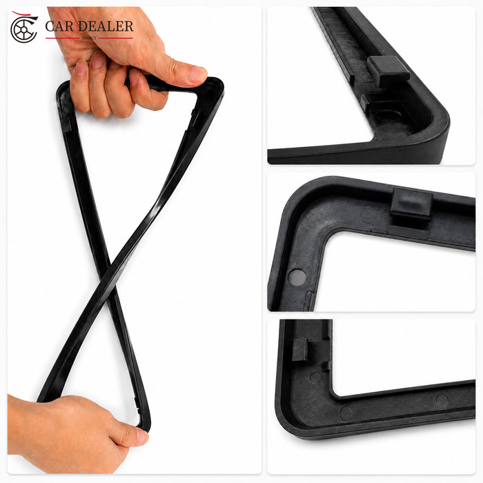 Moulded plastic custom number plate frame construction detail