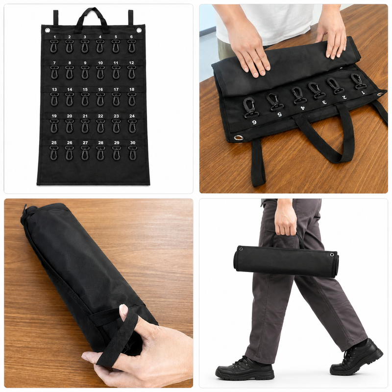 roll up key organizer case for vehicle key management