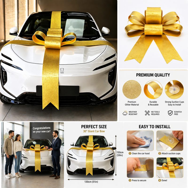 Gold & Silver Car Delivery Bow Ribbons for Showrooms