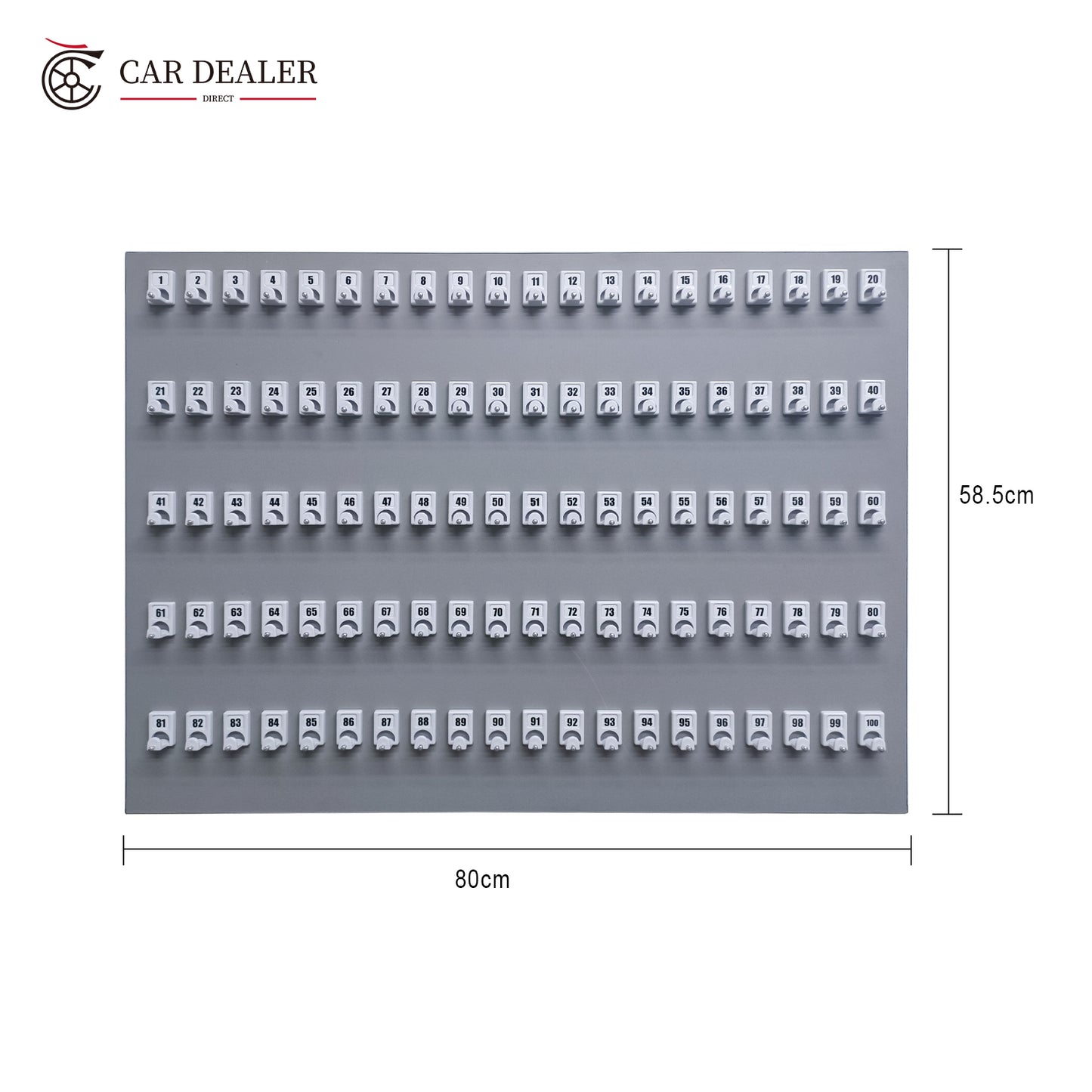100 Hook Commercial Key Management Board – Minimalist Grey Key Storage System for Dealerships, Workshops & Facilities