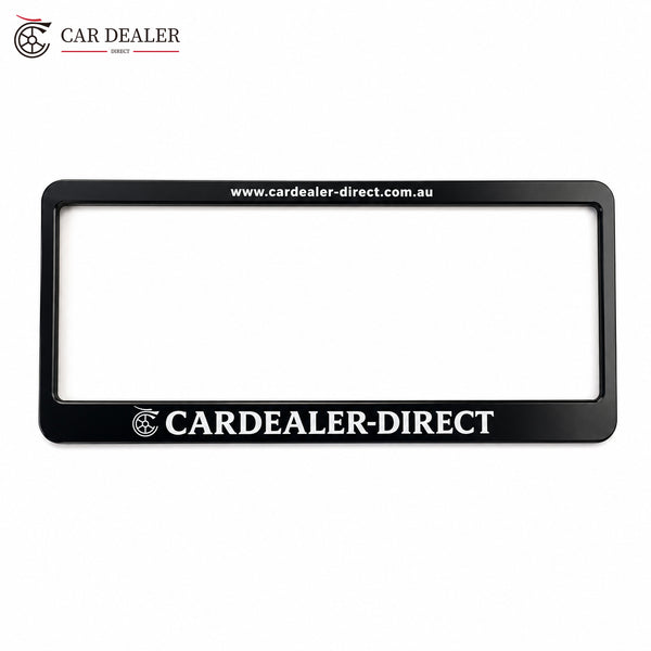 Black custom number plate frame for Australian dealerships