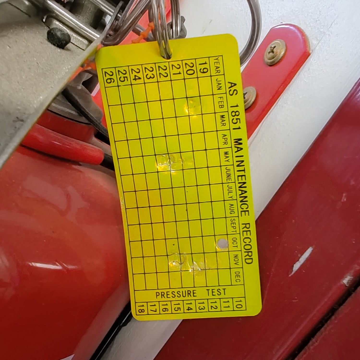 AS 1851 Alloy Maintenance Service Tags With Pressure Test Column ...