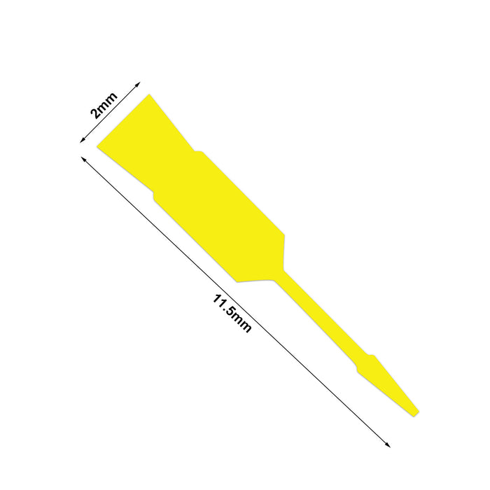 yellow PVC self-locking arrow key tag size detail