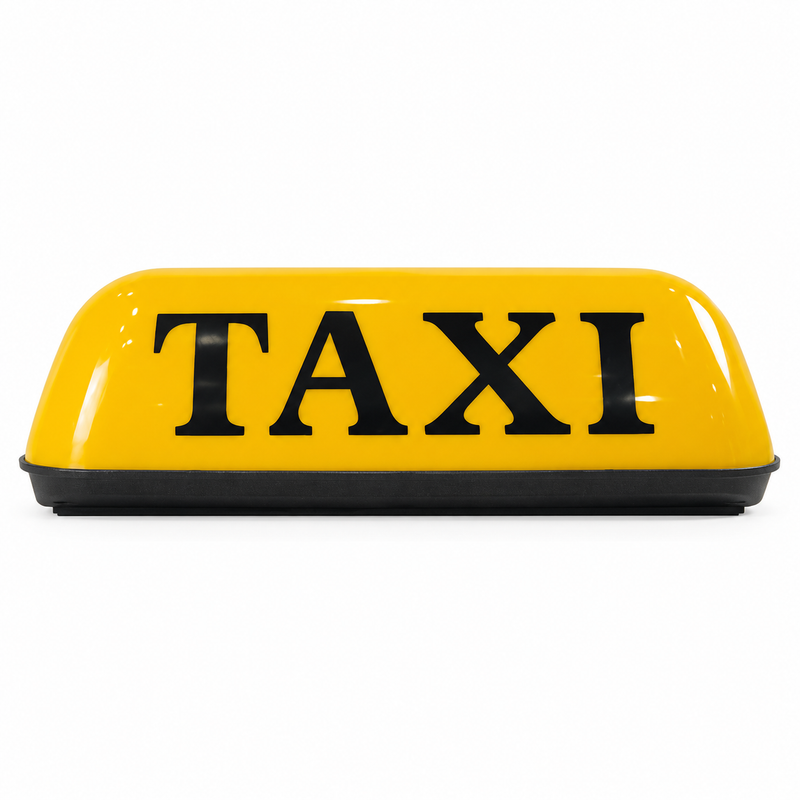 Yellow 12V magnetic taxi roof sign available in cartons of five